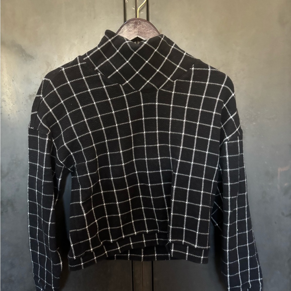 Madewell Black and White Plaid Sweater